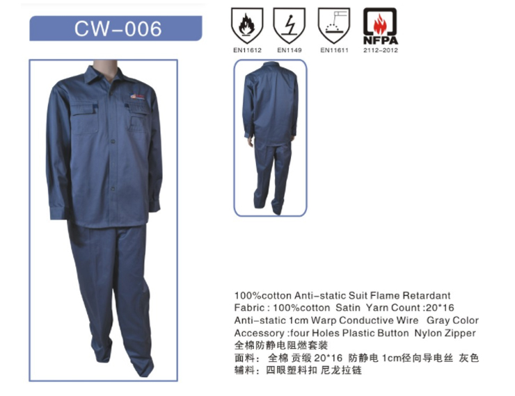 全棉防静电阻燃工作服